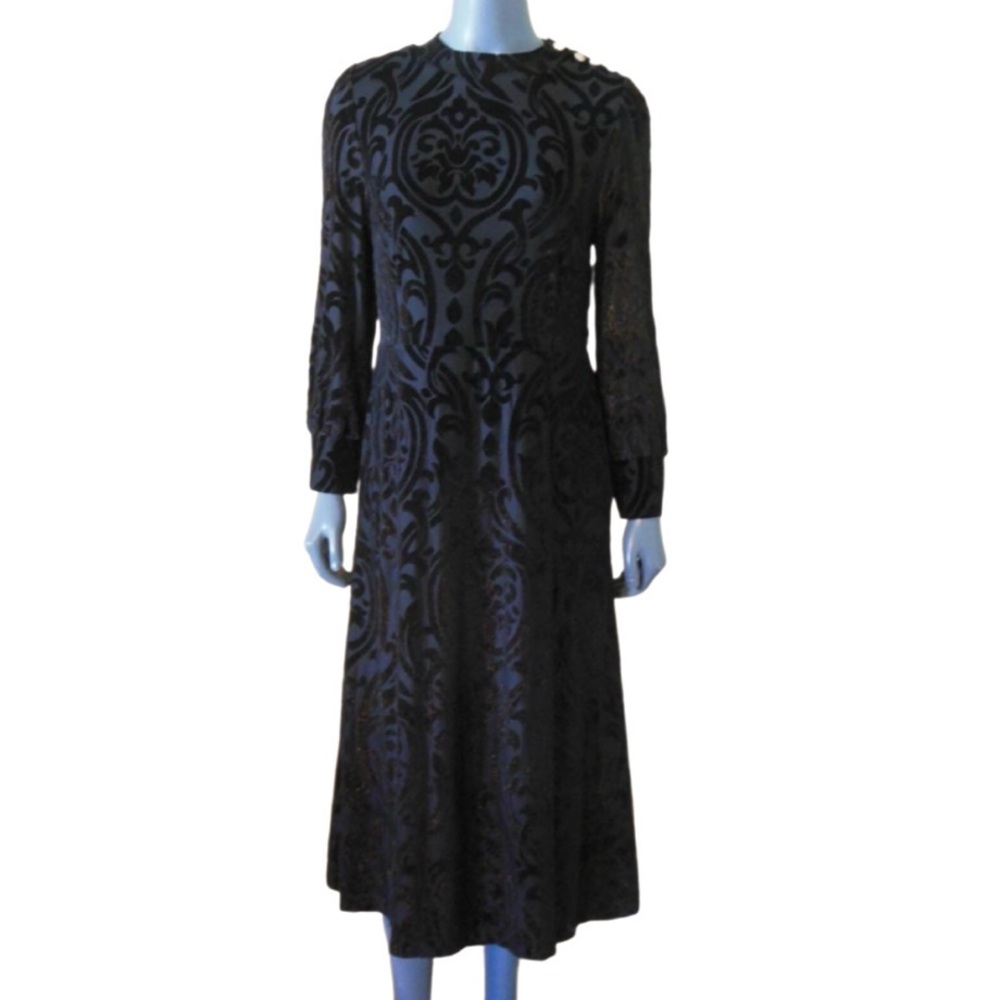 $170 NWT Soft Surroundings HADLEY Black Abstract Velvet Dress - Size 16 - Picture 7 of 14